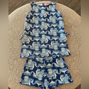 Lilly Pulitzer get trunky girls size medium (6-7) dress with matching shorts.